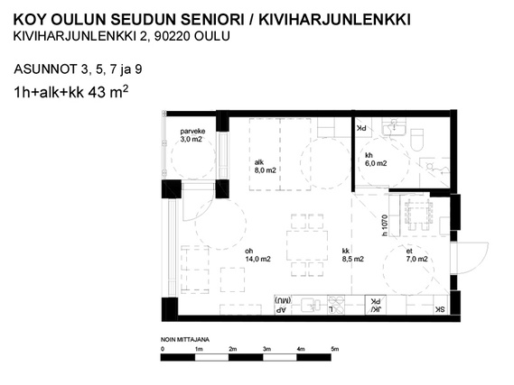 Vuokra-asunto Oulu Kontinkangas Yksiö