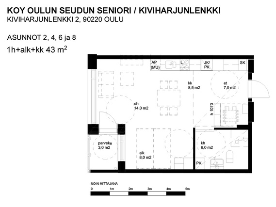 Vuokra-asunto Oulu Kontinkangas Yksiö