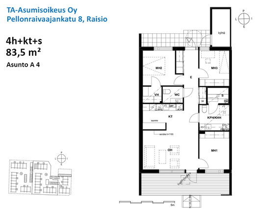 Asumisoikeusasunto Raisio Nuorikkala 4 huonetta