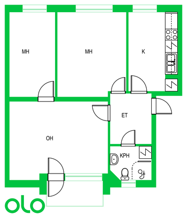 Rental Lappeenranta Kaukas 3 rooms Pohjakuva