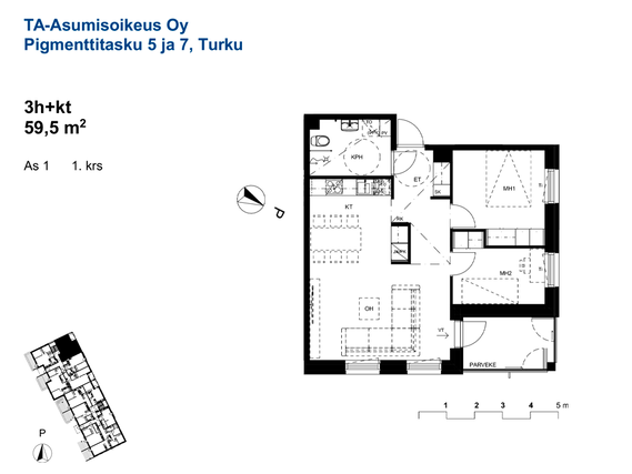 Asumisoikeusasunto Turku Pitkämäki 3 huonetta