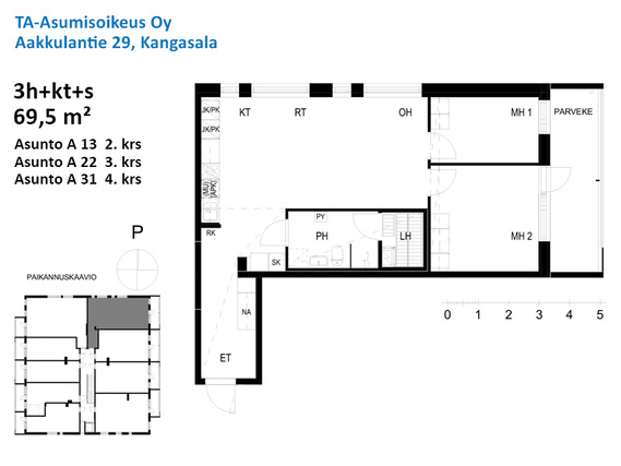 Right of occupancy apartment Kangasala Lentola 3 rooms