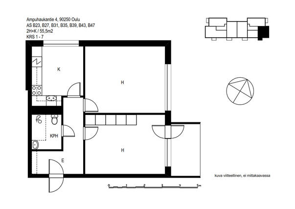 Rental Oulu Kaukovainio 2 rooms Julkisivu