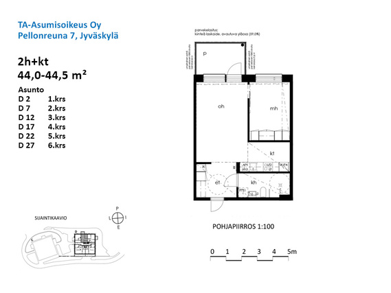 Right of occupancy apartment Jyväskylä Kuokkala 2 rooms