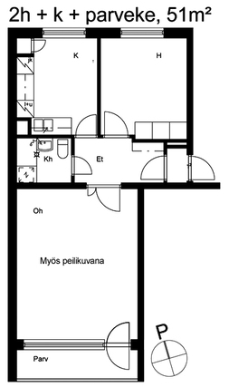 Vuokra-asunto Oulu Laanila Kaksio Julkisivukuva