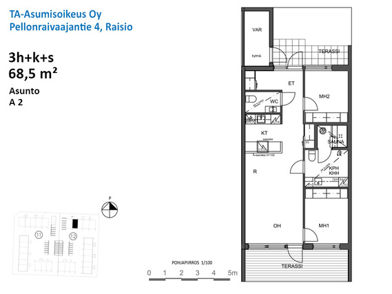 Right of occupancy apartment Raisio Nuorikkala 3 rooms