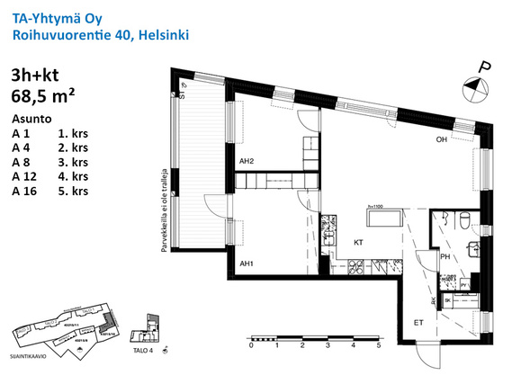 Vuokra-asunto Helsinki Herttoniemi 3 huonetta