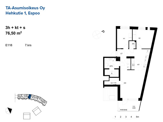 Right of occupancy apartment Espoo Mankkaa 3 rooms