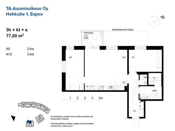 Asumisoikeusasunto Espoo Mankkaa 3 huonetta