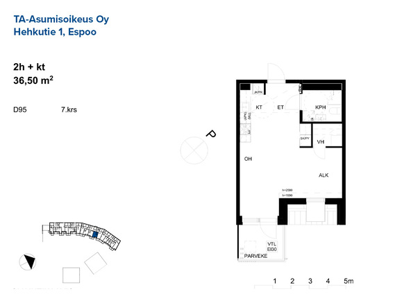 Right of occupancy apartment Espoo Mankkaa 1 room