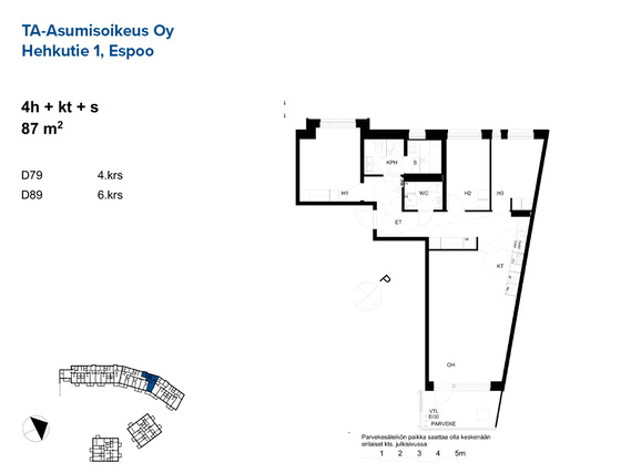 Right of occupancy apartment Espoo Mankkaa 4 rooms