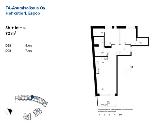 Asumisoikeusasunto Espoo Mankkaa 3 huonetta