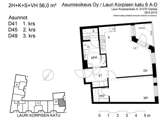 Right of occupancy apartment Vantaa Jokiniemi 2 rooms