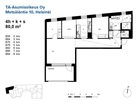 Asumisoikeusasunto Helsinki Pasila 4 huonetta