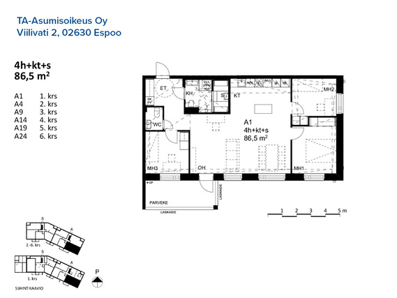 Right of occupancy apartment Espoo Kilo 4 rooms