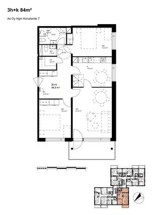 Rental Helsinki Pitäjänmäki 3 rooms Pohjakuva