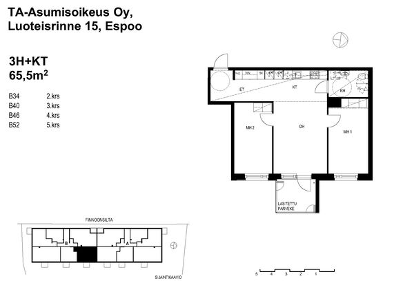 Asumisoikeusasunto Espoo Kaitaa 3 huonetta