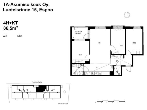 Right of occupancy apartment Espoo Kaitaa 4 rooms