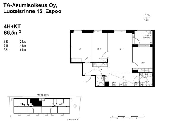 Right of occupancy apartment Espoo Kaitaa 4 rooms