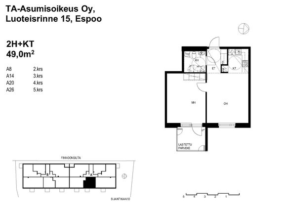 Right of occupancy apartment Espoo Kaitaa 2 rooms