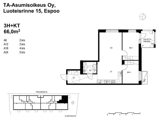 Right of occupancy apartment Espoo Kaitaa 3 rooms