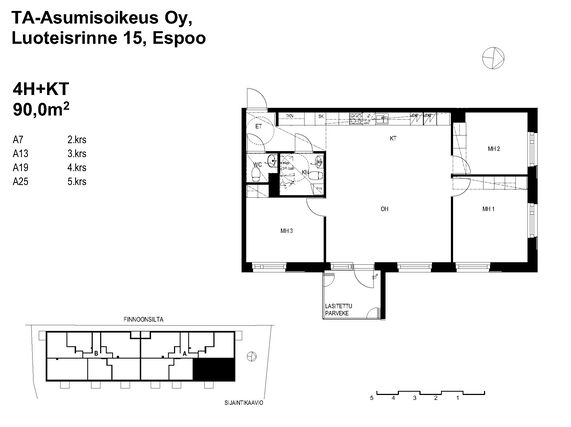 Right of occupancy apartment Espoo Kaitaa 4 rooms