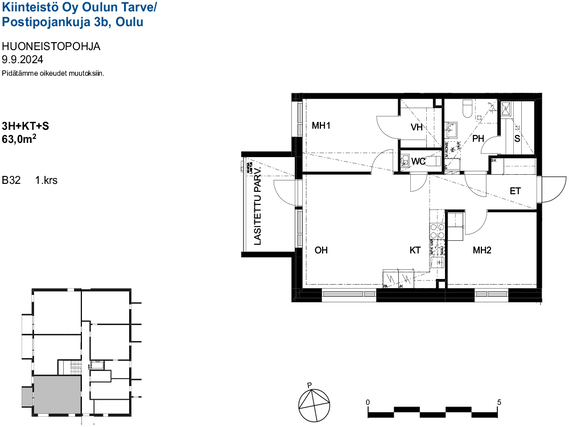 Rental Oulu Mäntylä 3 rooms