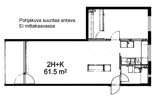 Vuokra-asunto Oulu Kaukovainio Kaksio Pohjakuva