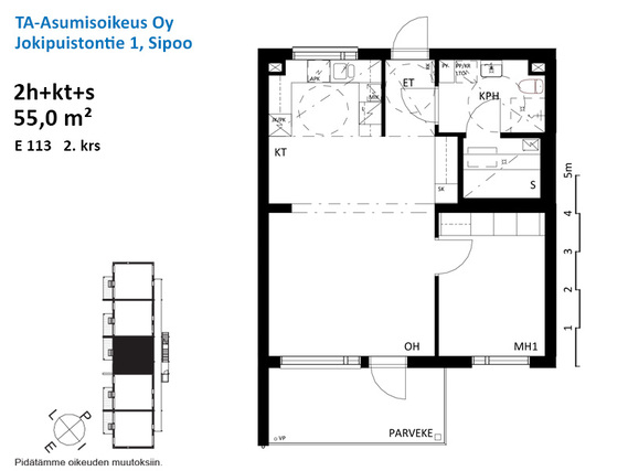 Right of occupancy apartment Sipoo Nikkilä 2 rooms