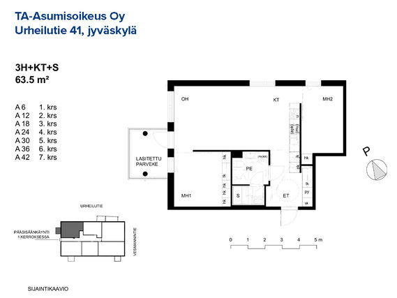 Right of occupancy apartment Jyväskylä Vaajakoski 3 rooms