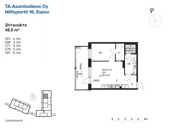 Right of occupancy apartment Espoo Niittykumpu 2 rooms