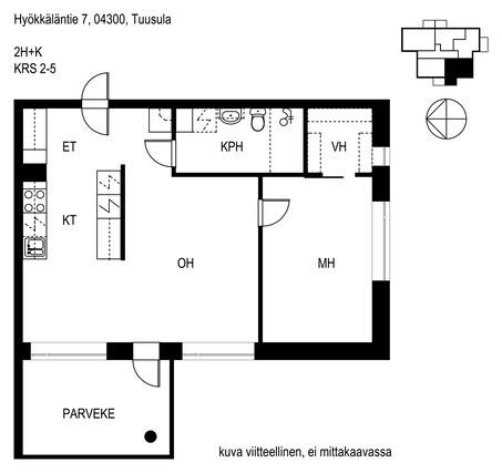 Vuokra-asunto Tuusula Hyrylä Kaksio Julkisivu