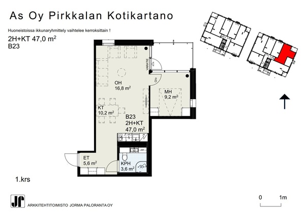 Vuokra-asunto Pirkkala Kyösti Kaksio Julkisivukuva