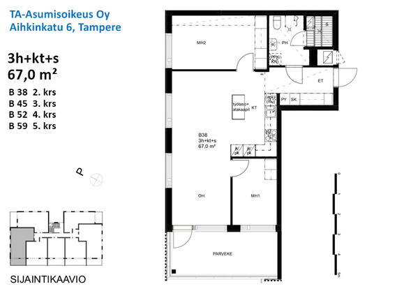 Asumisoikeusasunto Tampere Vuores 3 huonetta