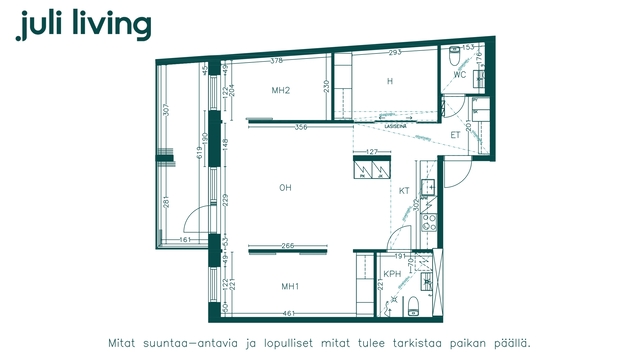 Vuokra-asunto Tampere Tesoma 4 huonetta Vuokko B102, B110, B118 huoneistokuva