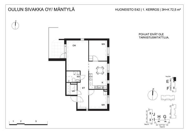 Vuokra-asunto Oulu Mäntylä 3 huonetta