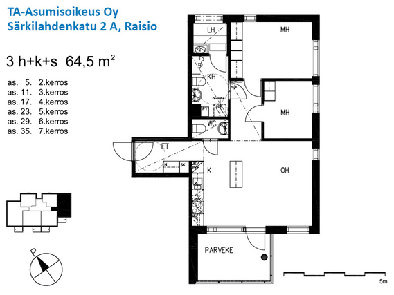 Right of occupancy apartment Raisio Varppeenseutu 3 rooms