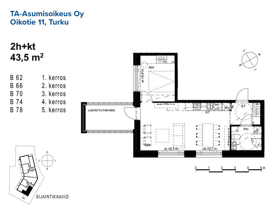 Right of occupancy apartment Turku Raunistula 2 rooms