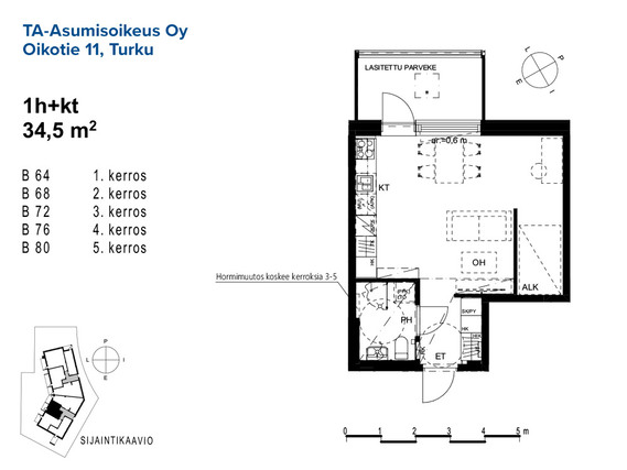 Right of occupancy apartment Turku Raunistula 1 room