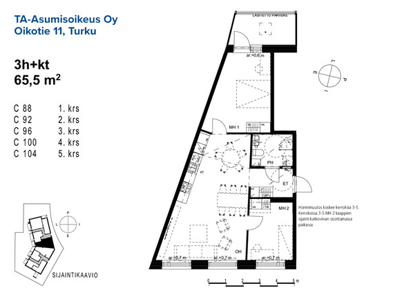 Asumisoikeusasunto Turku Raunistula 3 huonetta