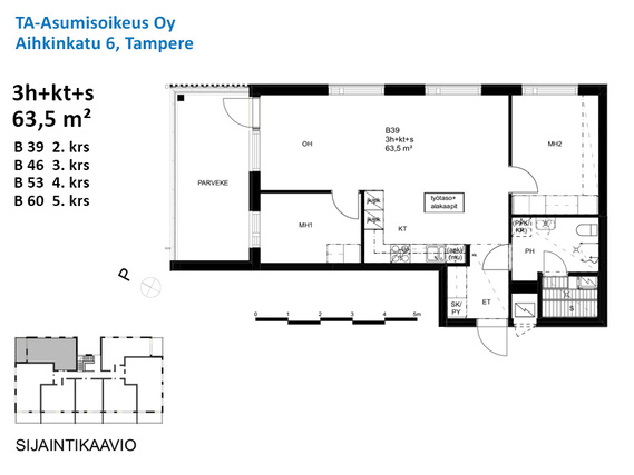 Asumisoikeusasunto Tampere Vuores 3 huonetta