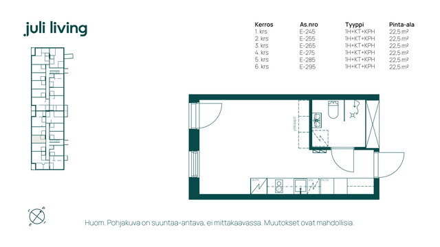 Vuokra-asunto Turku Pukkila Yksiö Elegance E275 keittiö