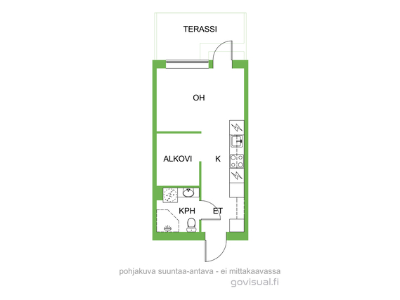 Vuokra-asunto Tampere Linnainmaa Yksiö Asunnon pohjakuva