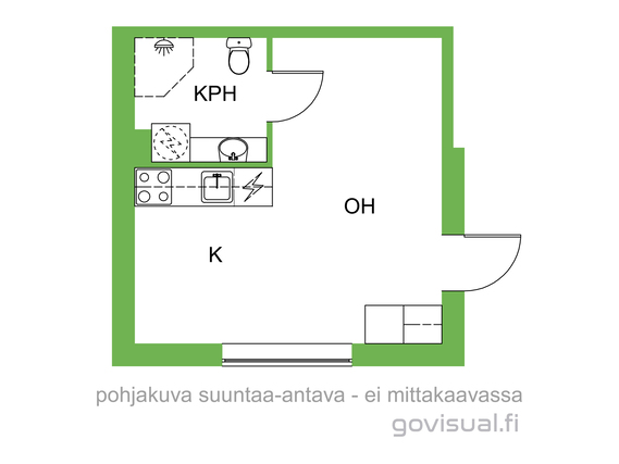 Vuokra-asunto Tampere Linnainmaa Yksiö Asunnon pohjakuva