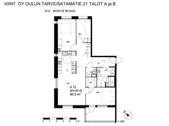 Vuokra-asunto Oulu Toppila 4 huonetta