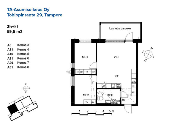 Asumisoikeusasunto Tampere Epilänharju 3 huonetta