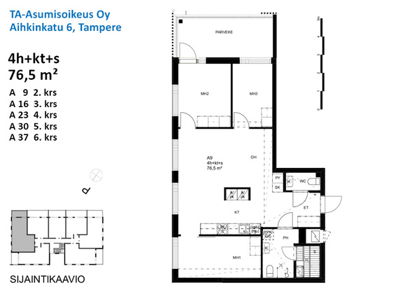 Asumisoikeusasunto Tampere Vuores 4 huonetta