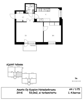 Vuokra-asunto Kuopio Keskusta Kaksio Julkisivu