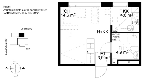 Vuokra-asunto Oulu Alppila Yksiö