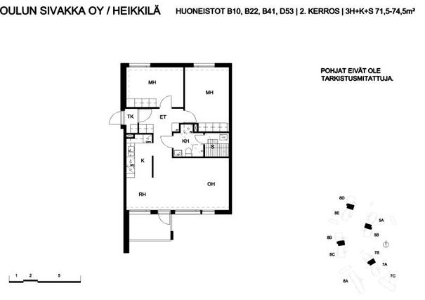 Vuokra-asunto Oulu Heikkilänkangas 3 huonetta